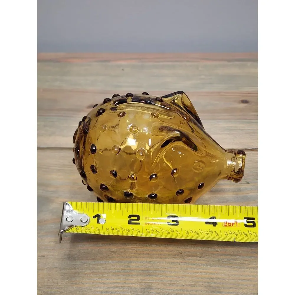 Holmegaard Jacob Bang Scandinavian Amber Pig Piggy Bank MCM Vintage Hobnail